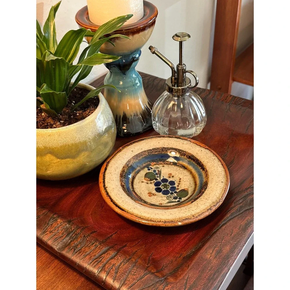Hand-painted Mexican Decorative Plate Folk Art Floral Design
